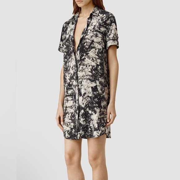 All Saints 100% Silk Calla Shade Shirt Dress size 2 - Picture 15 of 15